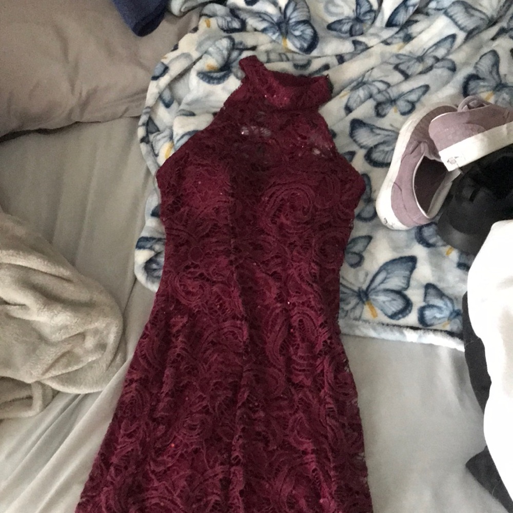 Maroon red prom type dress